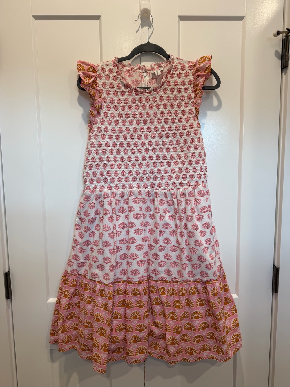 J Crew Women’s Pink Patterned Cotton Tiered Dress LARGE